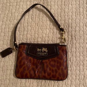 Coach Leather Leopard Wristlet